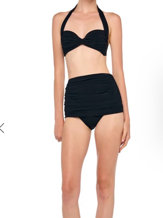 Norma Kamali Other - Norma Kamali Black Halter Twist Bikini with High-Waist Ruched Skirt